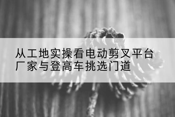 萍乡电动剪叉升降平台厂家-从工地实操看电动剪叉平台厂家与登高车挑选门道